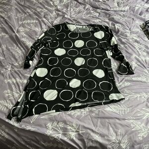 Susan Graver Liquid Knit Polka Dot Tunic Top 3/4 Sleeve